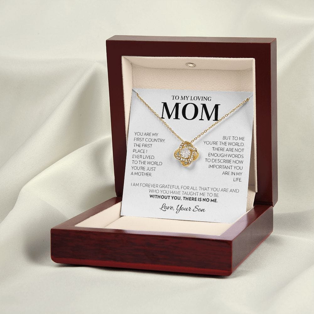 Mom (from Son) - First Country (White) - Love Knot Necklace