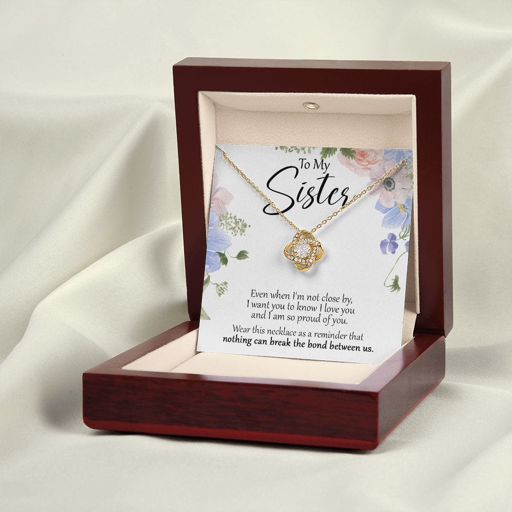 To My Sister - Close - Love Knot Necklace