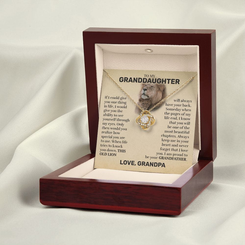 To My Granddaughter (From Grandpa) - This Old Lion - Love Knot Necklace