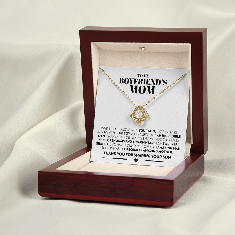 To My Boyfriend's Mom - Thank You - Love Knot Necklace