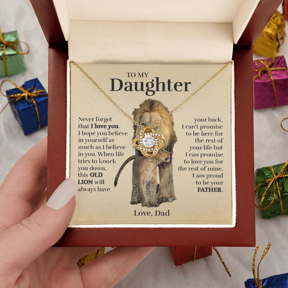 To My Daughter (From Dad) - Proud Old Lion - Love Knot Necklace