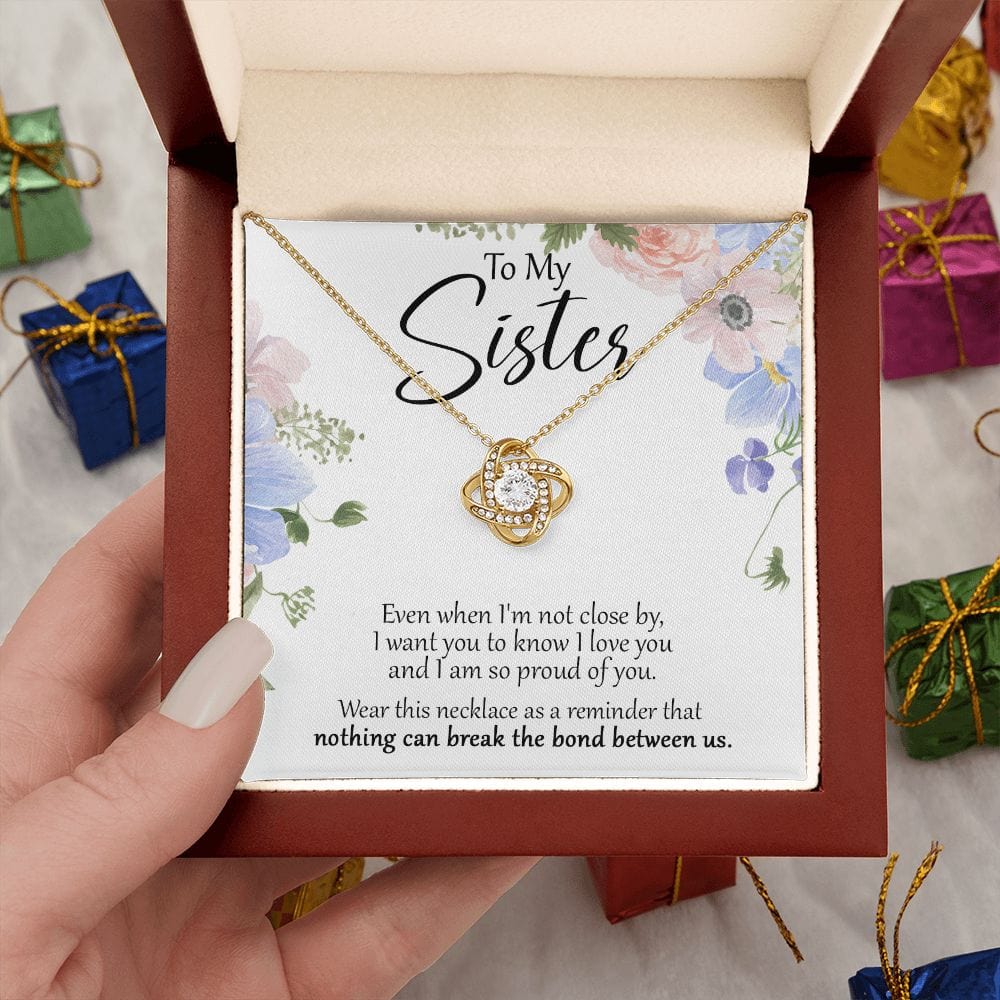 To My Sister - Close - Love Knot Necklace