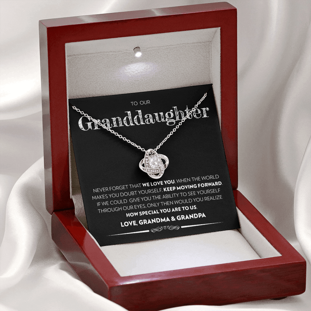 Granddaughter (From Grandma & Grandpa) - Keep Moving Forward - Love Knot Necklace