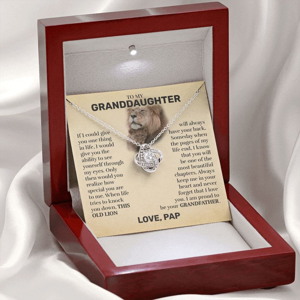 To My Granddaughter (From Pap) - This Old Lion - Love Knot Necklace