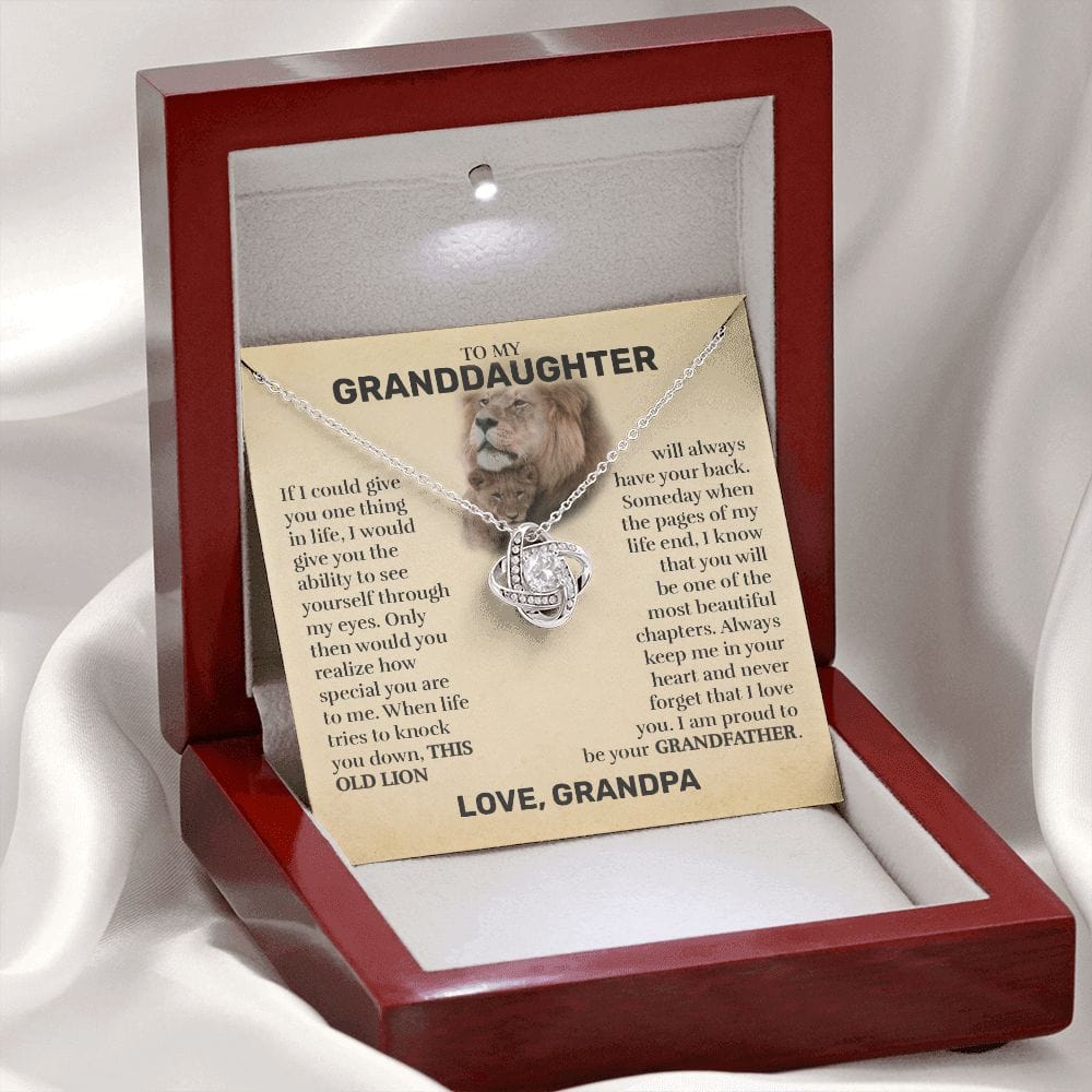 To My Granddaughter (From Grandpa) - This Old Lion - Love Knot Necklace