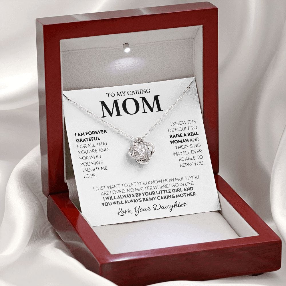 Mom (from Daughter) - Always (White) - Love Knot Necklace