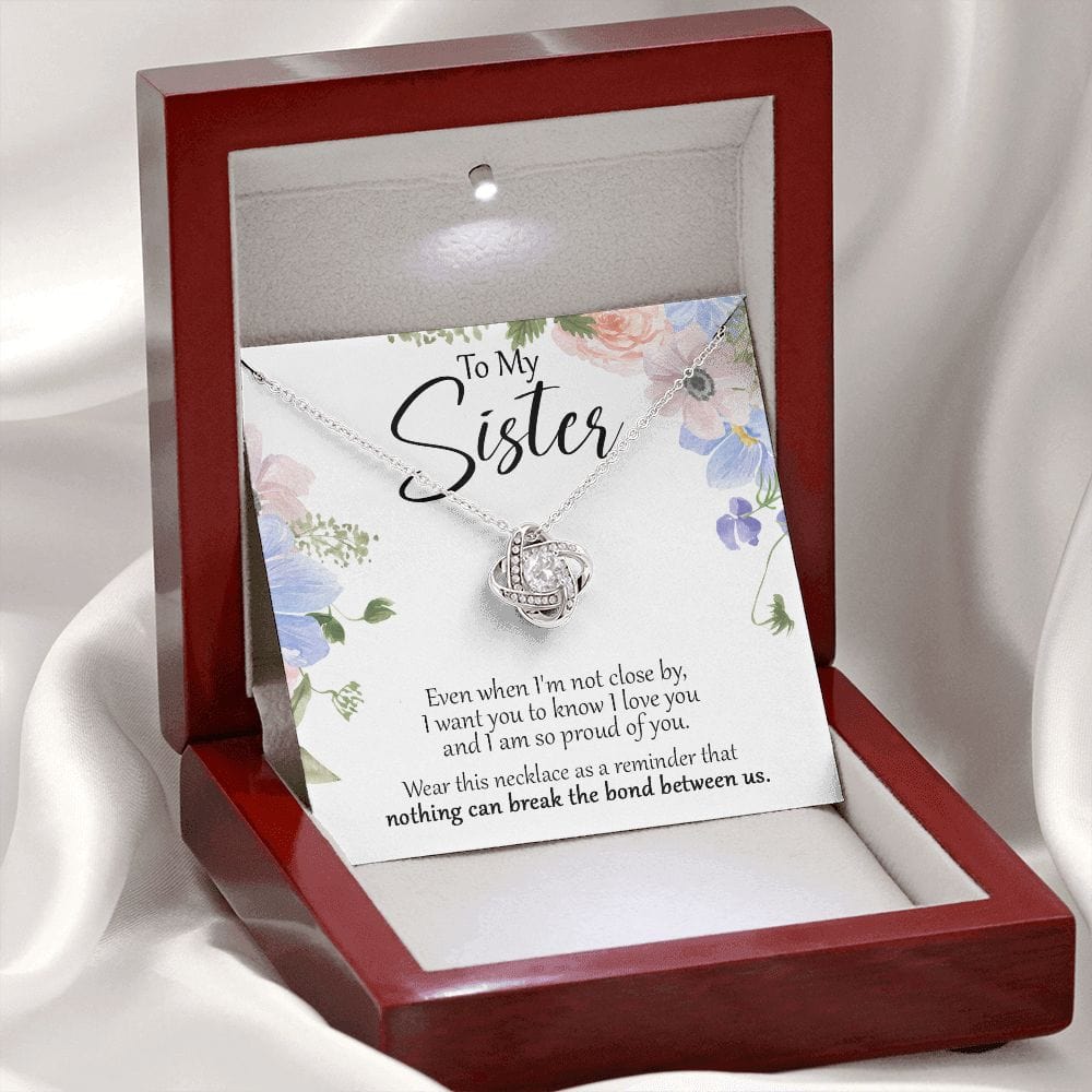 To My Sister - Close - Love Knot Necklace