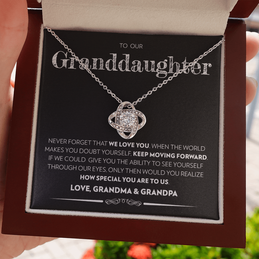 Granddaughter (From Grandma & Grandpa) - Keep Moving Forward - Love Knot Necklace