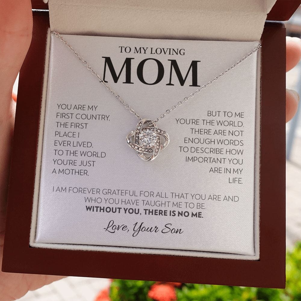 Mom (from Son) - First Country (White) - Love Knot Necklace