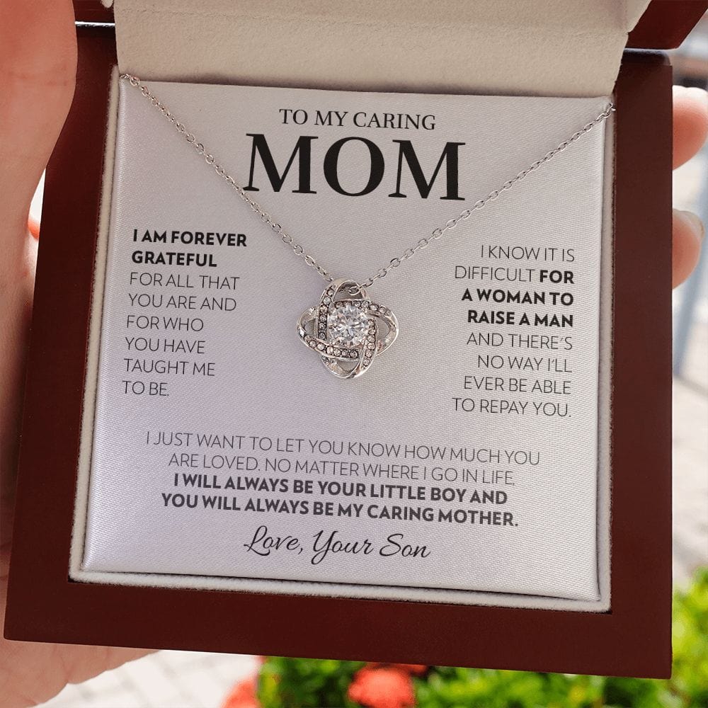 Mom (from Son) - Always (White) - Love Knot Necklace