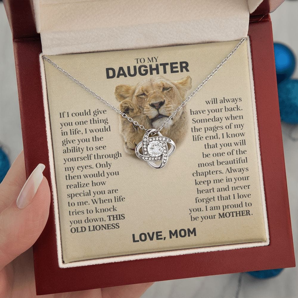 To My Daughter (From Mom) - This Old Lioness - Love Knot Necklace