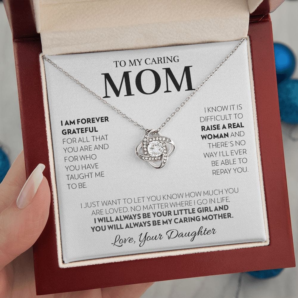 Mom (from Daughter) - Always (White) - Love Knot Necklace