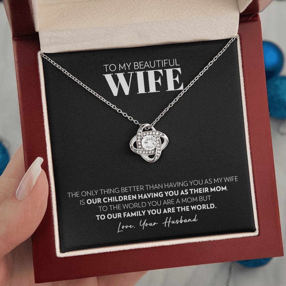 To My Wife - Only Thing Better (Black) - Love Knot Necklace