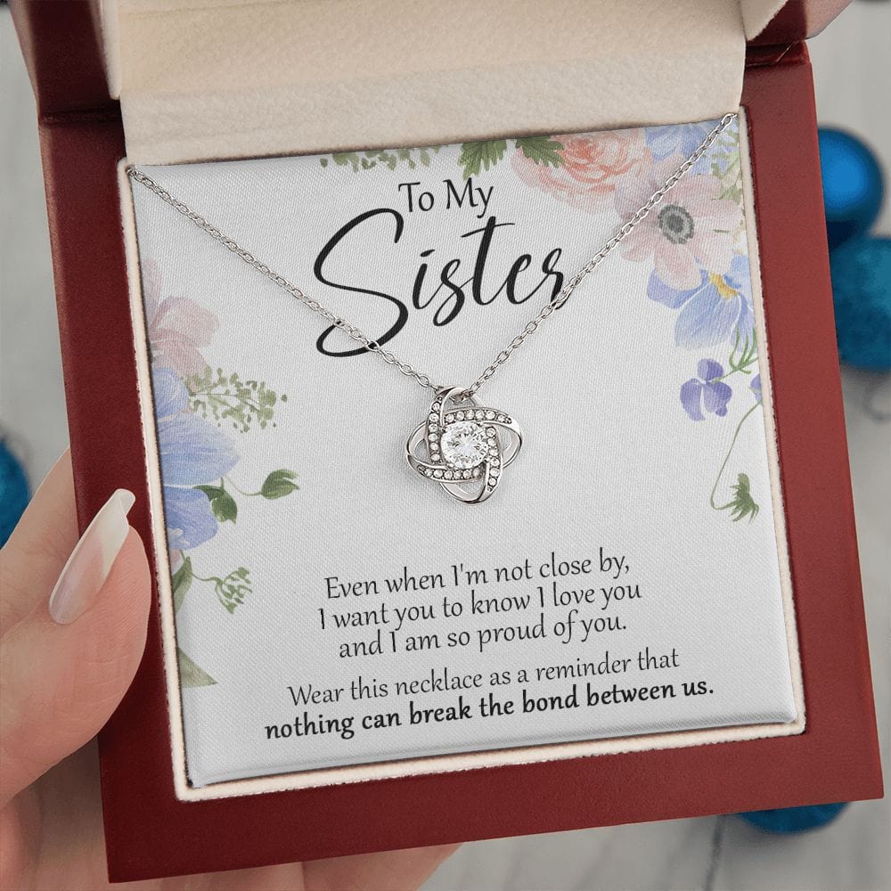 To My Sister - Close - Love Knot Necklace