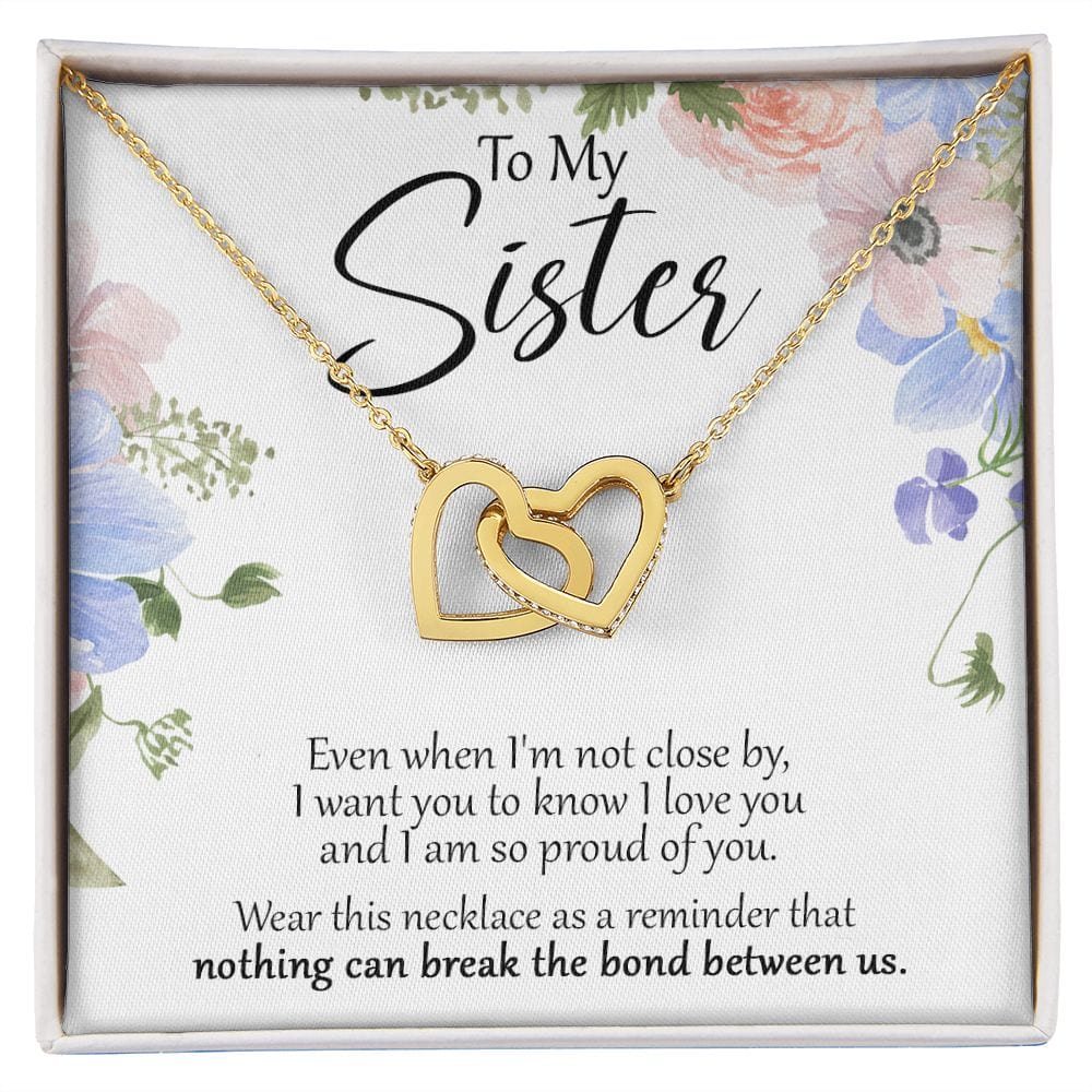 To My Sister - Close - Interlocking Hearts Necklace