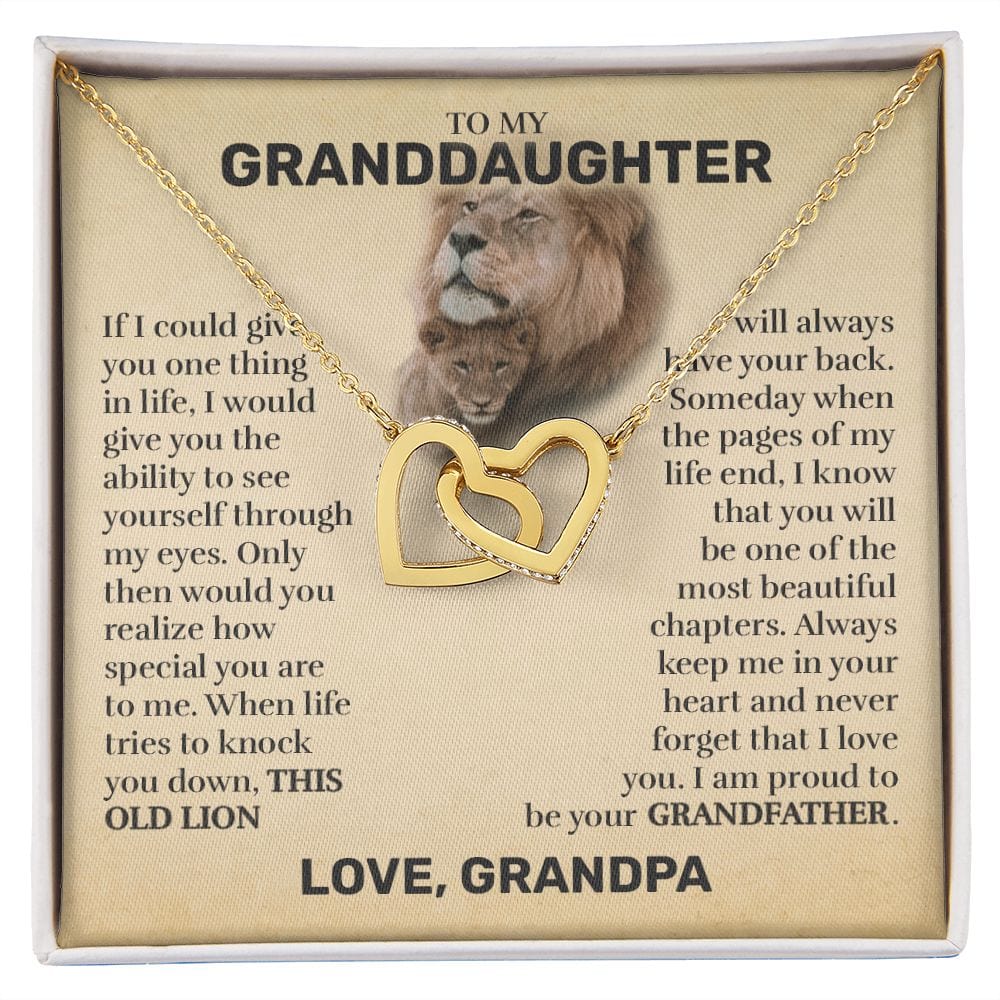 To My Granddaughter (From Grandpa) - This Old Lion - Interlocking Hearts Necklace