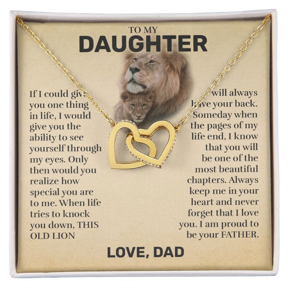 To My Daughter (From Dad) - This Old Lion - Interlocking Hearts Necklace