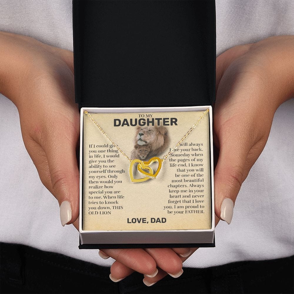 To My Daughter (From Dad) - This Old Lion - Interlocking Hearts Necklace