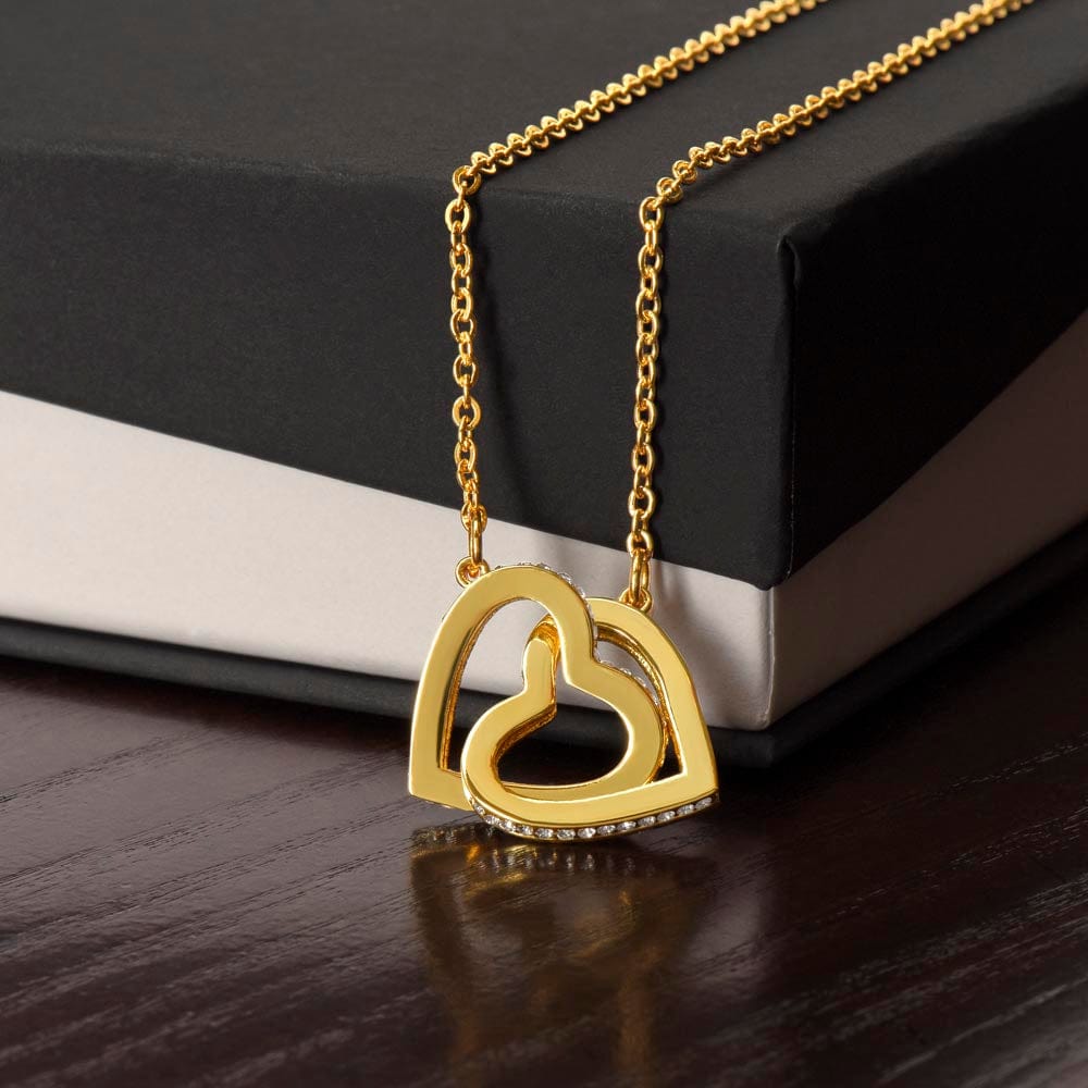 To My Granddaughter (From Grandpa) - Proud Old Lion - Interlocking Hearts Necklace
