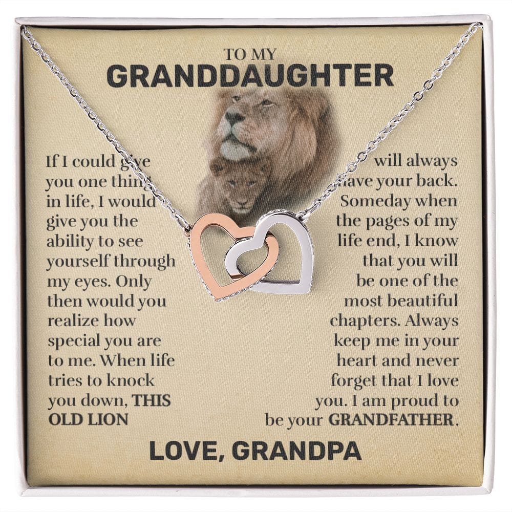 To My Granddaughter (From Grandpa) - This Old Lion - Interlocking Hearts Necklace