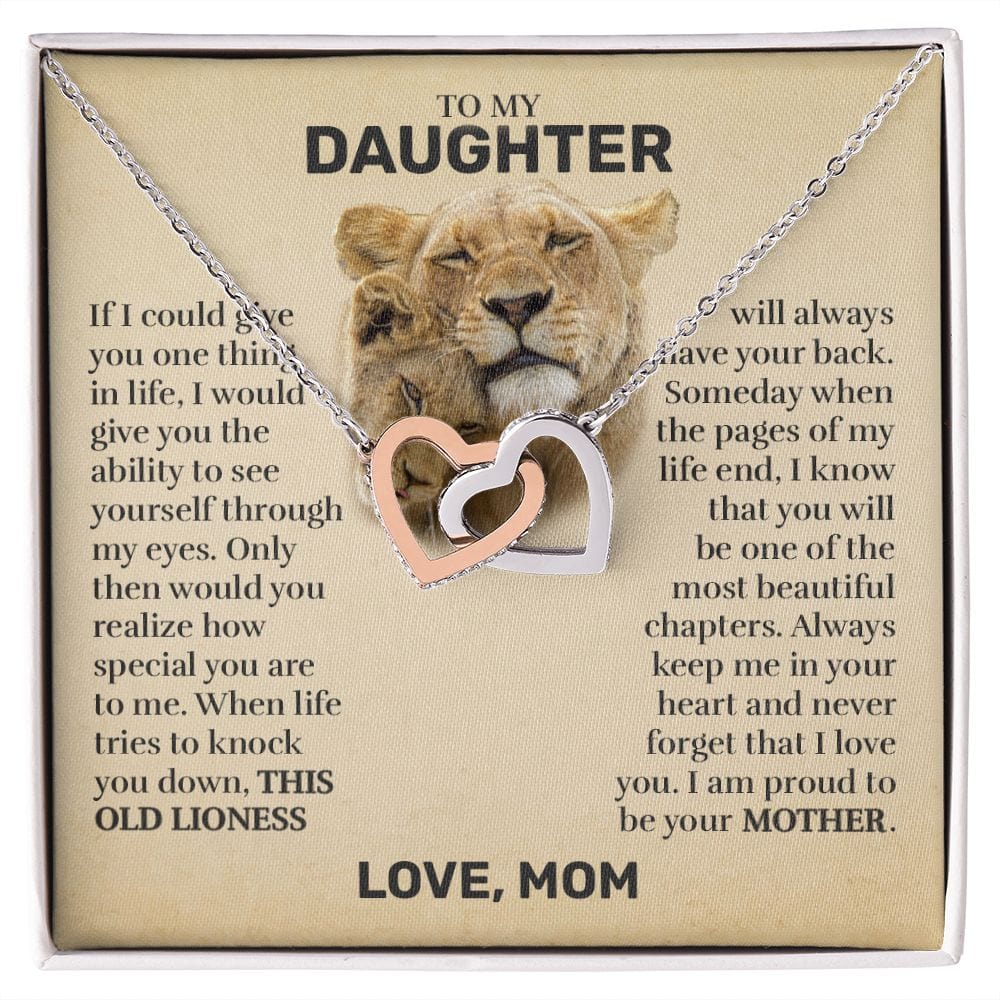 To My Daughter (From Mom) - This Old Lioness - Interlocking Hearts Necklace