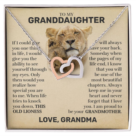To My Granddaughter (From Grandma) - This Old Lioness - Interlocking Hearts Necklace