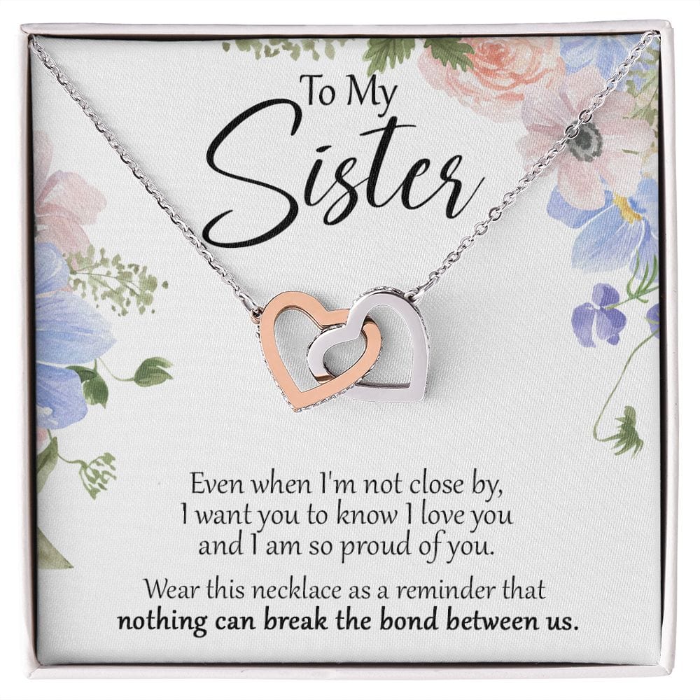 To My Sister - Close - Interlocking Hearts Necklace