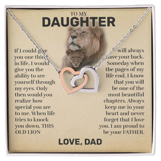 To My Daughter (From Dad) - This Old Lion - Interlocking Hearts Necklace