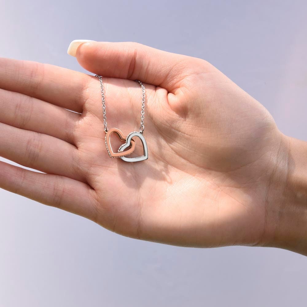 To My Granddaughter (From Grandpa) - Proud Old Lion - Interlocking Hearts Necklace