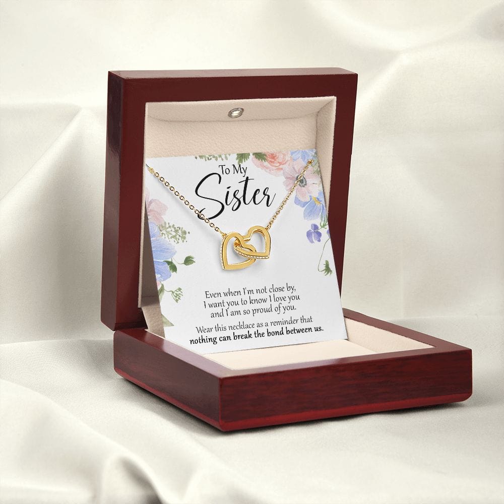 To My Sister - Close - Interlocking Hearts Necklace