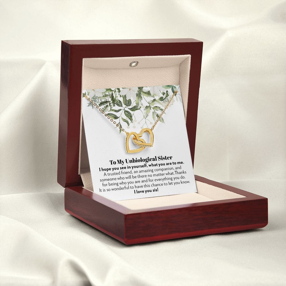 To My Unbiological Sister - Trusted Friend - Interlocking Hearts Necklace