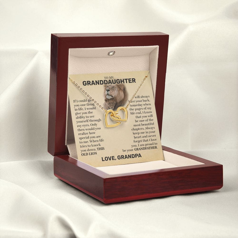 To My Granddaughter (From Grandpa) - This Old Lion - Interlocking Hearts Necklace