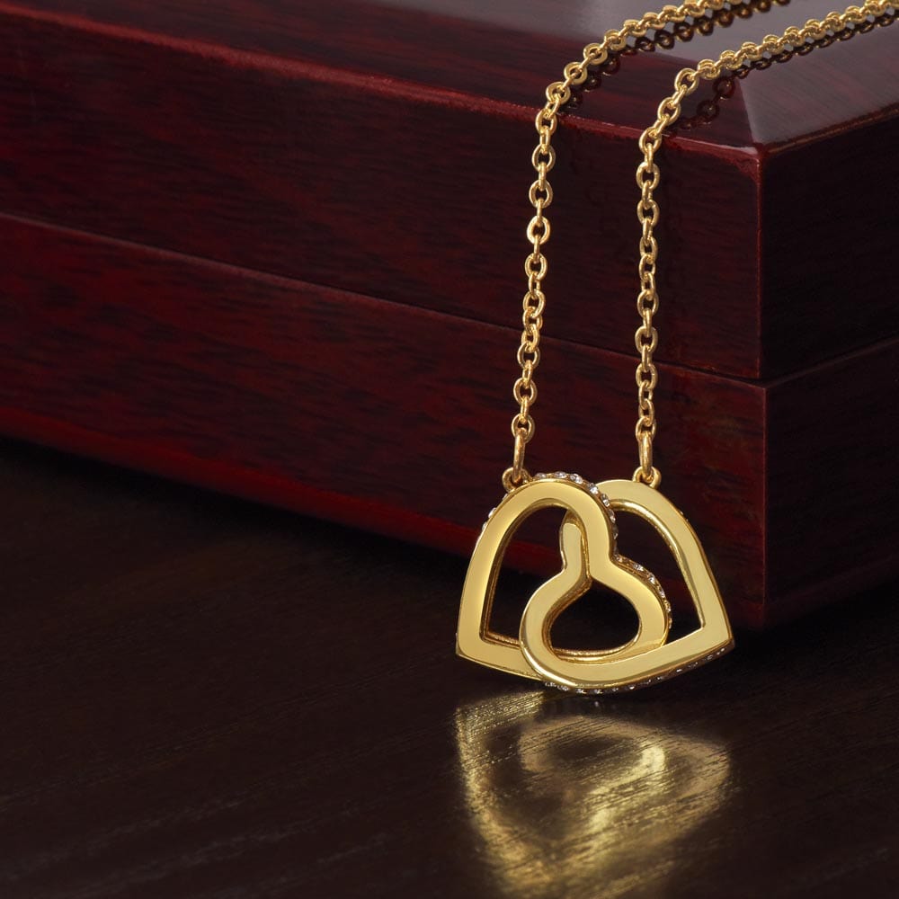 To My Granddaughter (From Grandpa) - Proud Old Lion - Interlocking Hearts Necklace