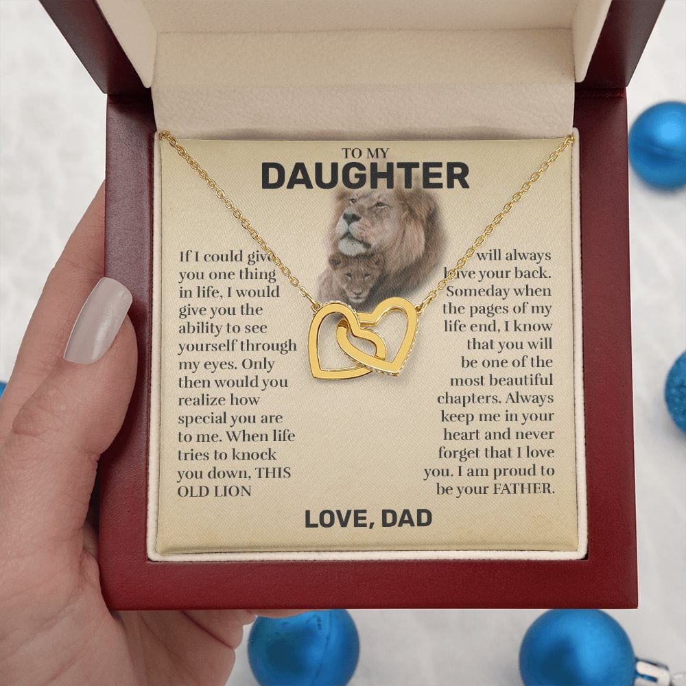 To My Daughter (From Dad) - This Old Lion - Interlocking Hearts Necklace