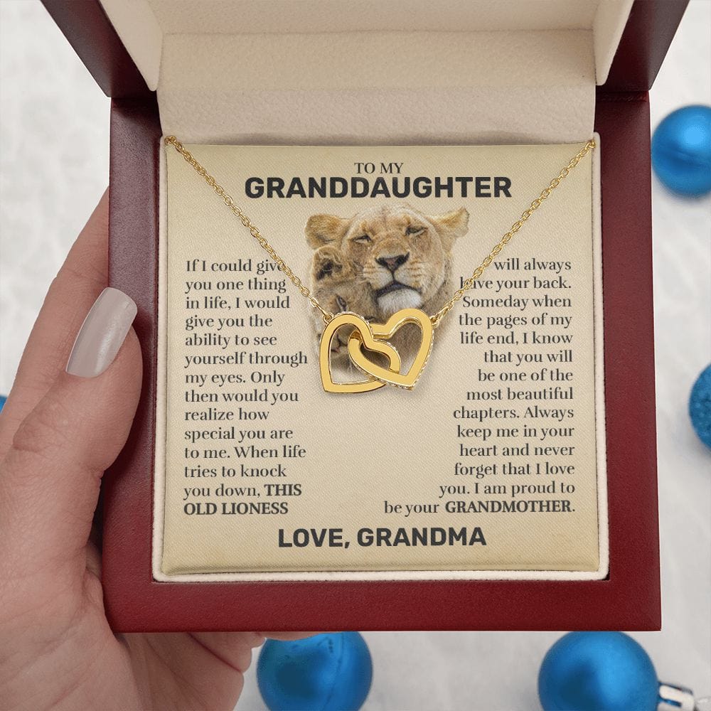 To My Granddaughter (From Grandma) - This Old Lioness - Interlocking Hearts Necklace