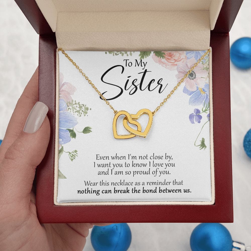 To My Sister - Close - Interlocking Hearts Necklace