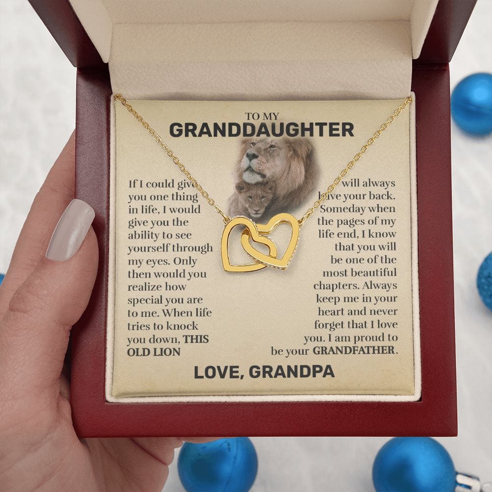 To My Granddaughter (From Grandpa) - This Old Lion - Interlocking Hearts Necklace