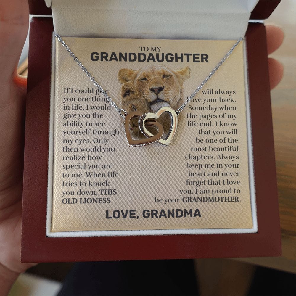 To My Granddaughter (From Grandma) - This Old Lioness - Interlocking Hearts Necklace