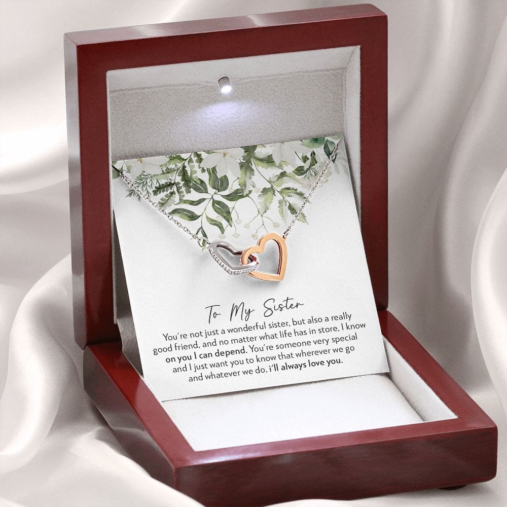 To My Sister - No Matter What - Interlocking Hearts Necklace