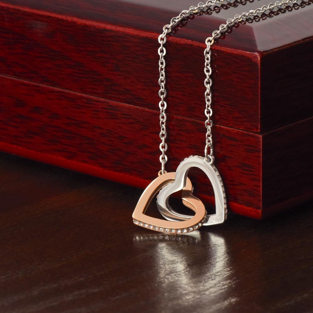 To My Daughter (From Mom) - Proud Old Lioness - Interlocking Hearts Necklace
