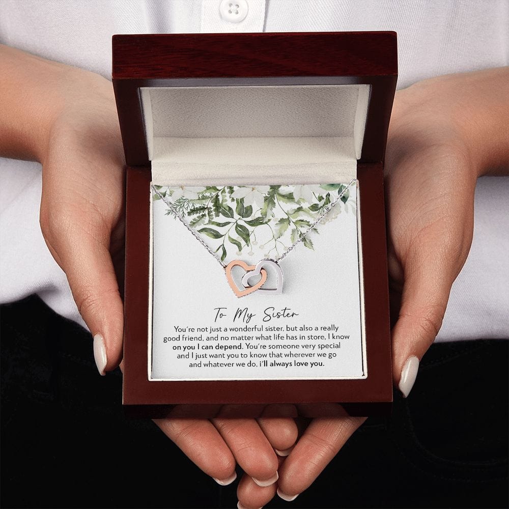 To My Sister - No Matter What - Interlocking Hearts Necklace
