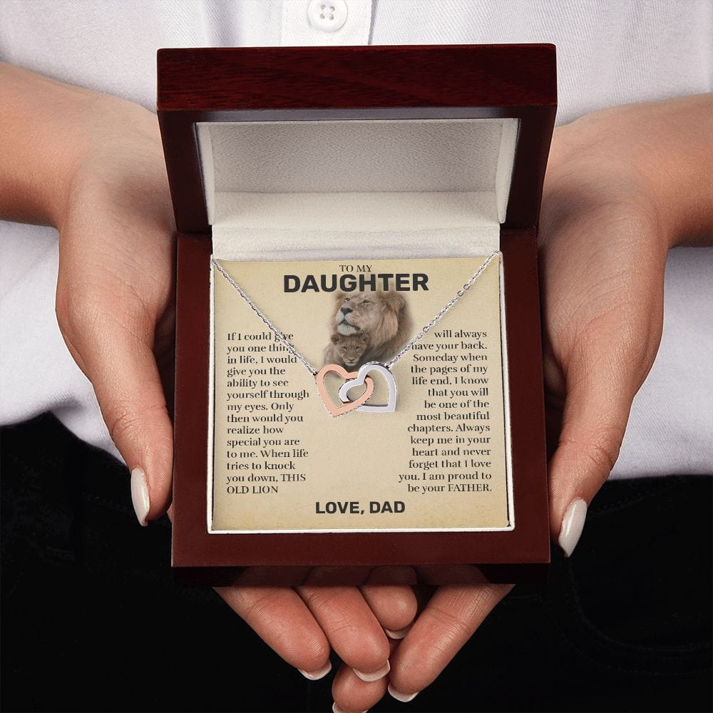 To My Daughter (From Dad) - This Old Lion - Interlocking Hearts Necklace