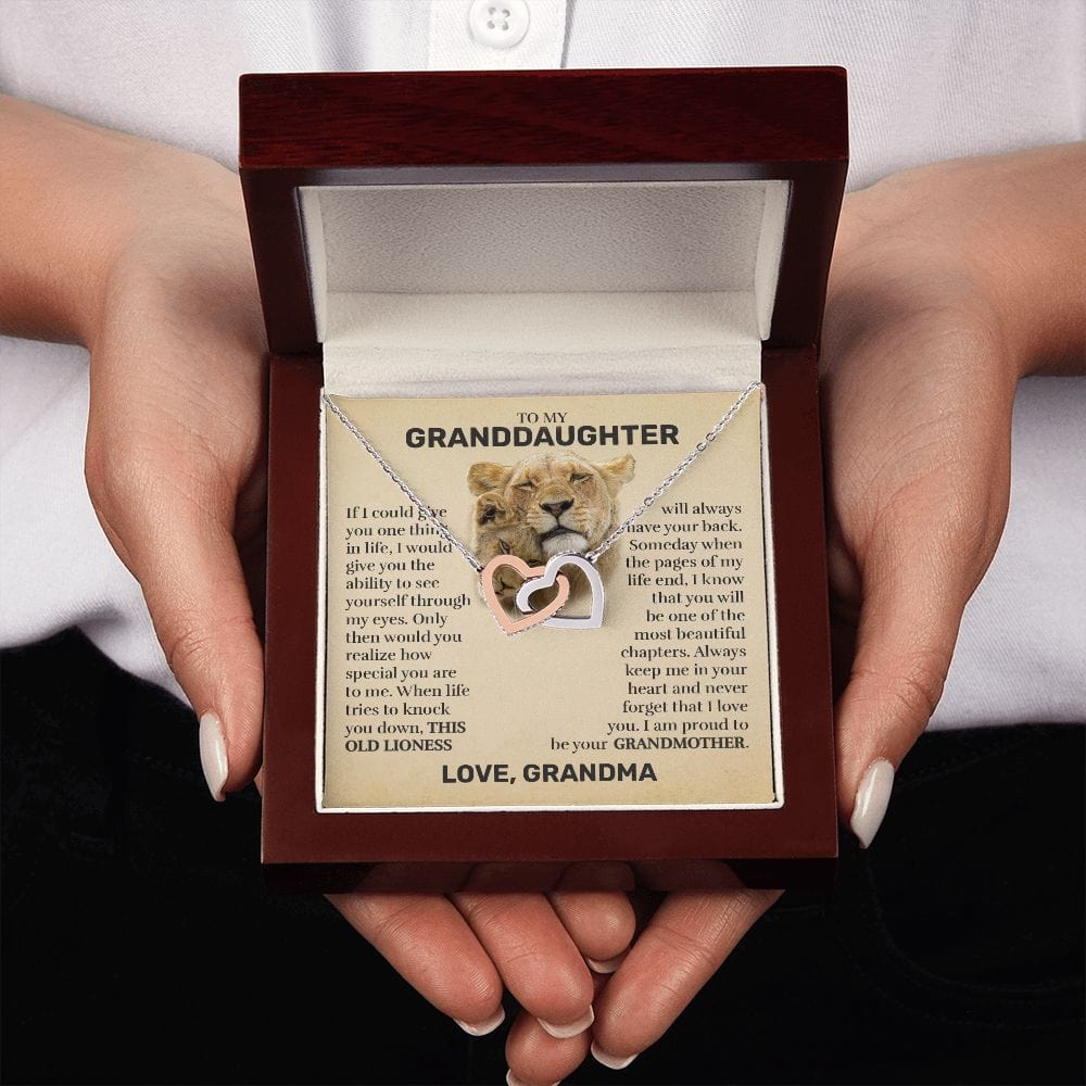 To My Granddaughter (From Grandma) - This Old Lioness - Interlocking Hearts Necklace