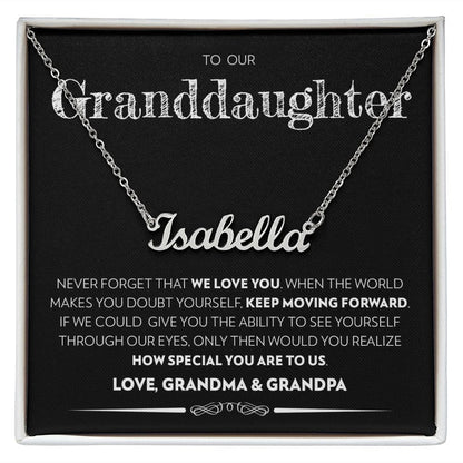 Granddaughter (From Grandma & Grandpa) - Keep Moving Forward - Custom Name Necklace
