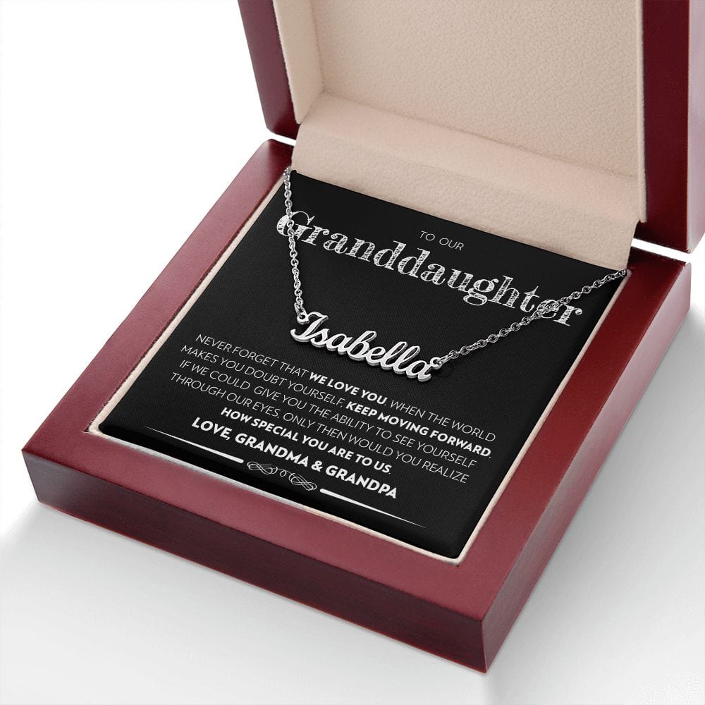 Granddaughter (From Grandma & Grandpa) - Keep Moving Forward - Custom Name Necklace