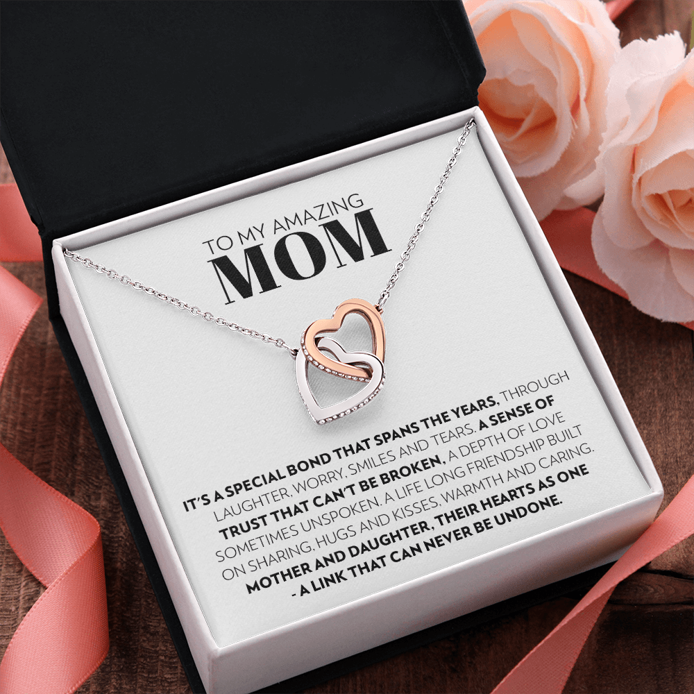 Mom (From Daughter) - Special Bond - Interlocking Hearts Necklace