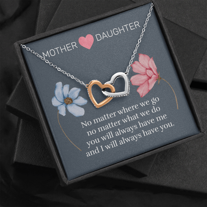 Mother & Daughter - Always - Interlocking Hearts