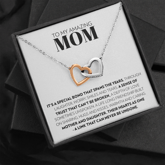 Mom (From Daughter) - Special Bond - Interlocking Hearts Necklace