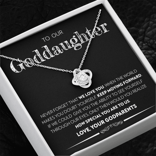 Goddaughter (From Godparents) - Keep Moving Forward - Love Knot Necklace