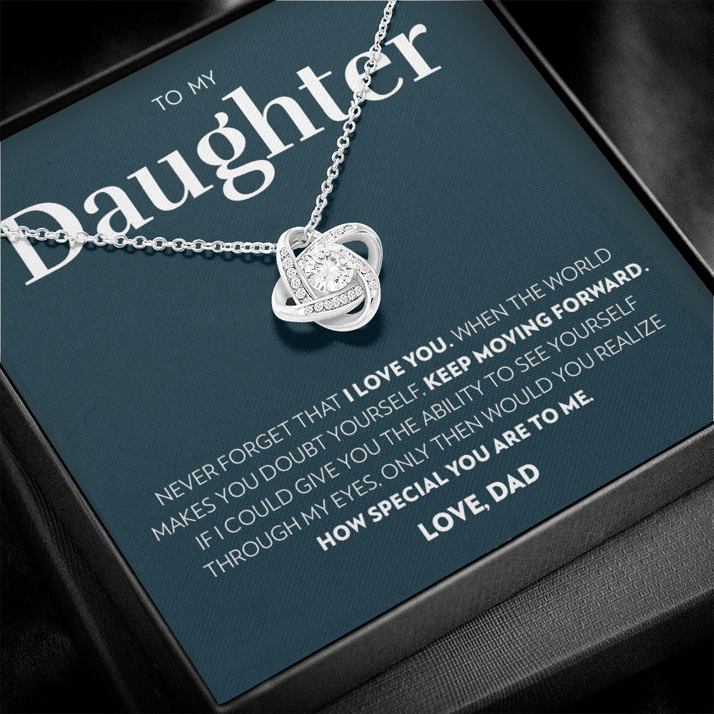Daughter (From Dad) - Keep Moving Forward - Love Knot Necklace